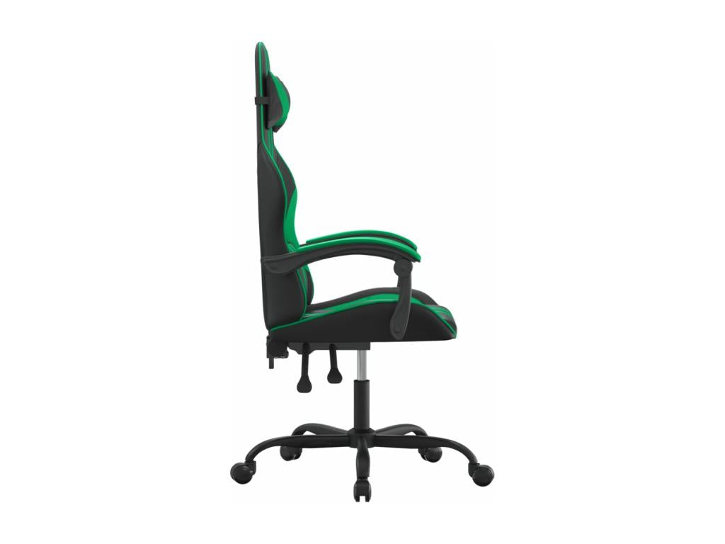 Swivel Gaming Chair Black and Green Faux Leather XKYS42131