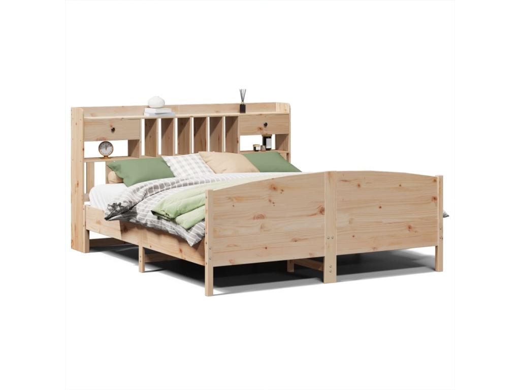 Bookshelf bed without mattress 200x200 cm solid pine wood SGZP05517