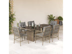 7-piece garden dining set with cushions, meElariva beige rattan NBCT90126