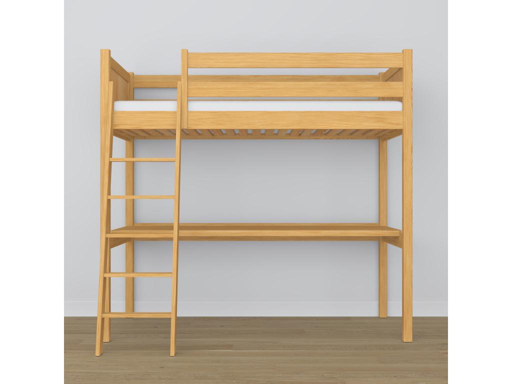Wooden loft bed - with desk N04 Natural Pine 120x190 LICI66176
