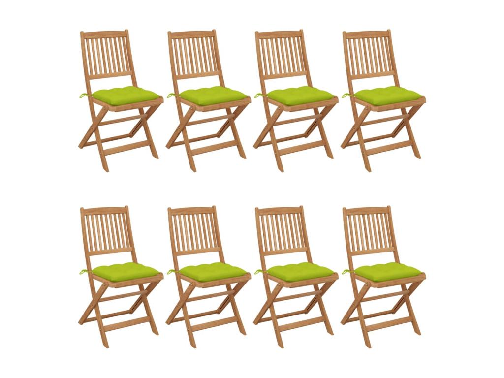 8-Piece Folding Garden Chairs with Cushions, Elariva Wood GXPM94077