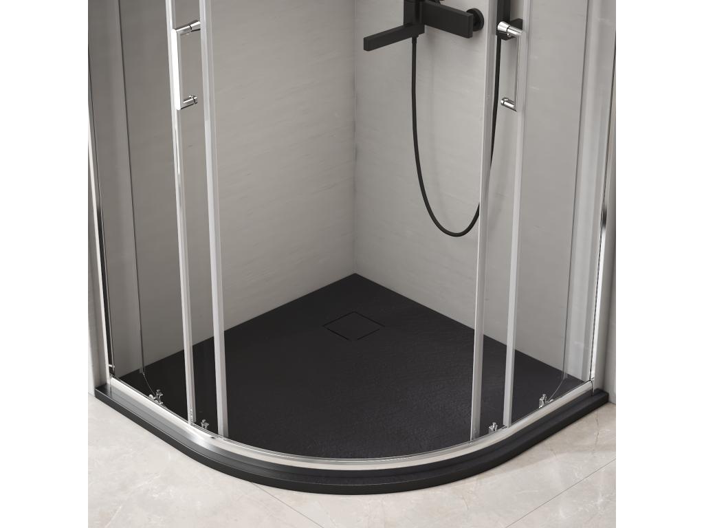 Elariva Semi-circular Anti-slip Shower Tray SMC Shower Tray Black 90x90 cm JCXX65808