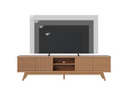 75-inch TV Stand, Oak Finish, Wooden Legs, 4 Doors, 8 Shelves, W 218 H 57 D 40 cm CXDB39191