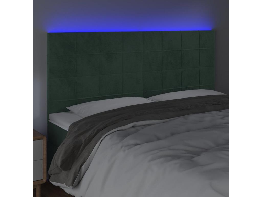Dark Green LED Headboard 160x5x118/128 cm Velvet ZQVB84929