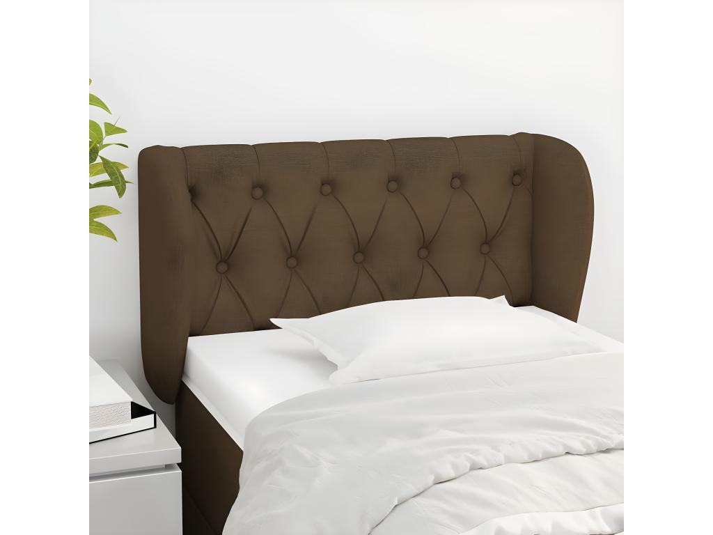 Headboard with wings, Dark Brown, 83x23x78/88 cm, Fabric ADKN66523