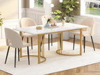 Dining table 140x80 cm with adjustable legs - metal frame - marble-effect veneer - White / Gold EQUP02267