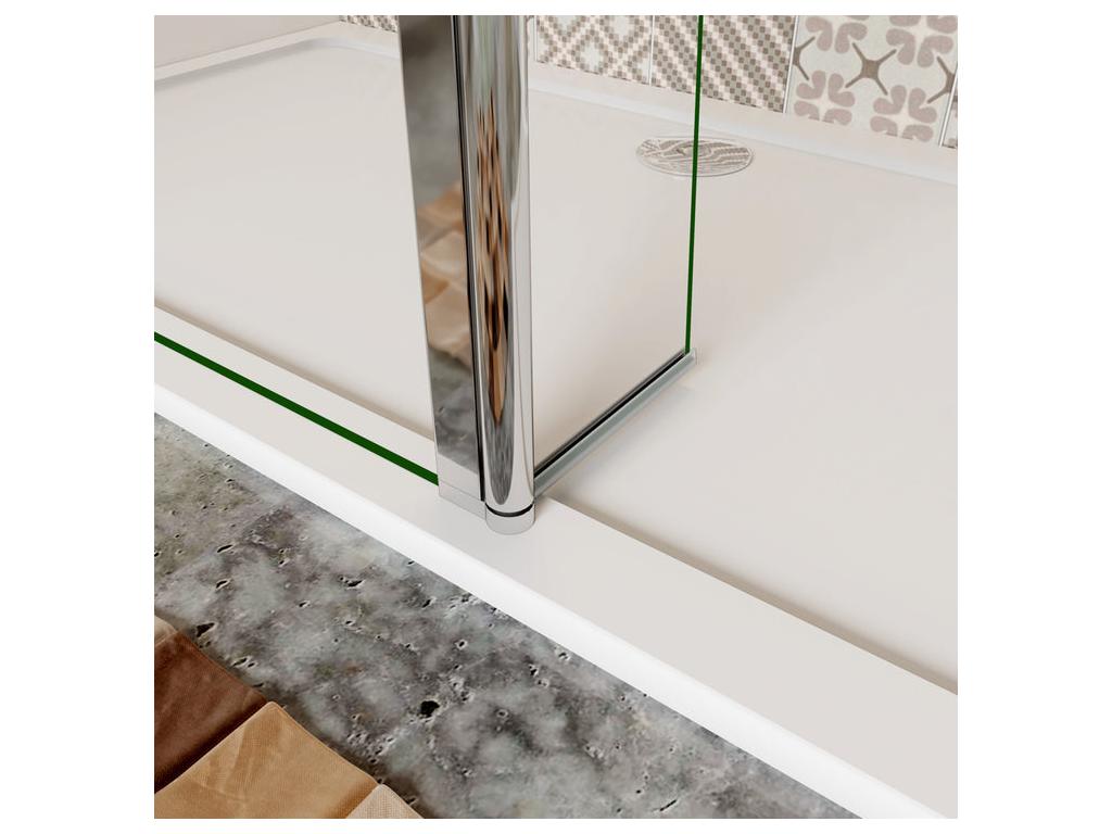 Walk-in shower enclosure with frosted glass center, 140 x 30 x 200 cm, with pivoting return and 70-120 cm cylindrical support bar, JMYF48231