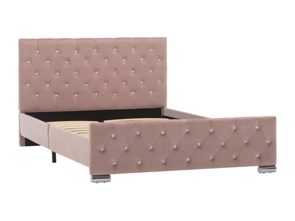 Bed frame without mattress, Pink Velvet, 120x200 cm, OJSX63834