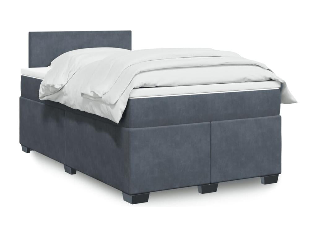 Bed base and mattress, Dark Grey, 120x200cm, Velvet, LNQN02224