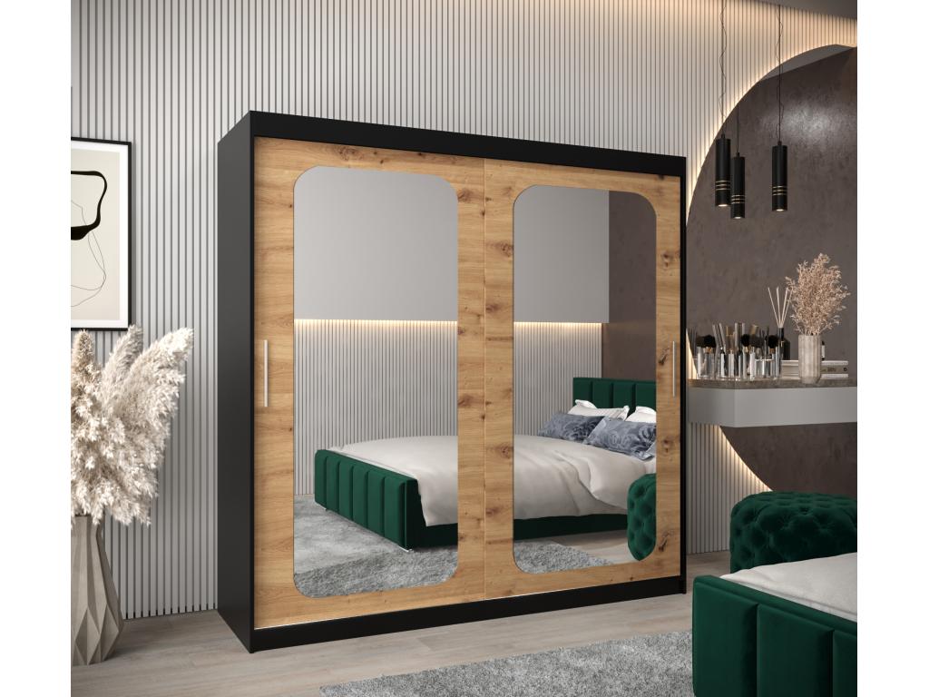 T3 Sliding Door Wardrobe 200/200/62 2 Doors Black/Elariva GDQF30744