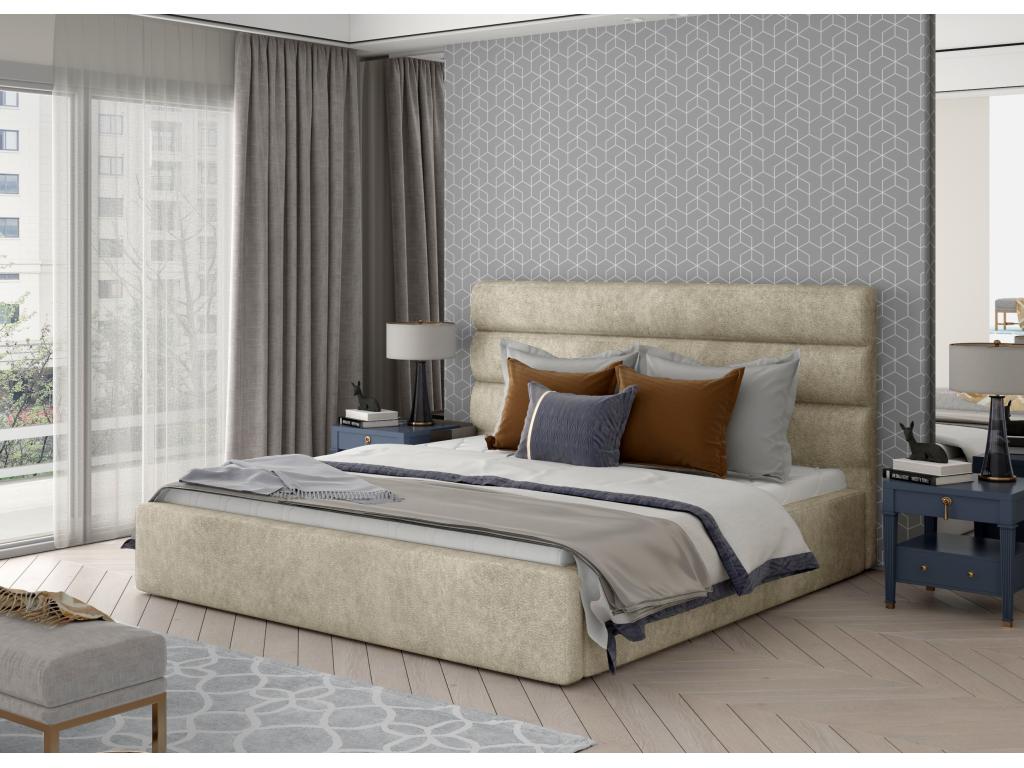 Lysvia light beige fabric designer bed with storage - 4 sizes - 180x200 TDXY36979