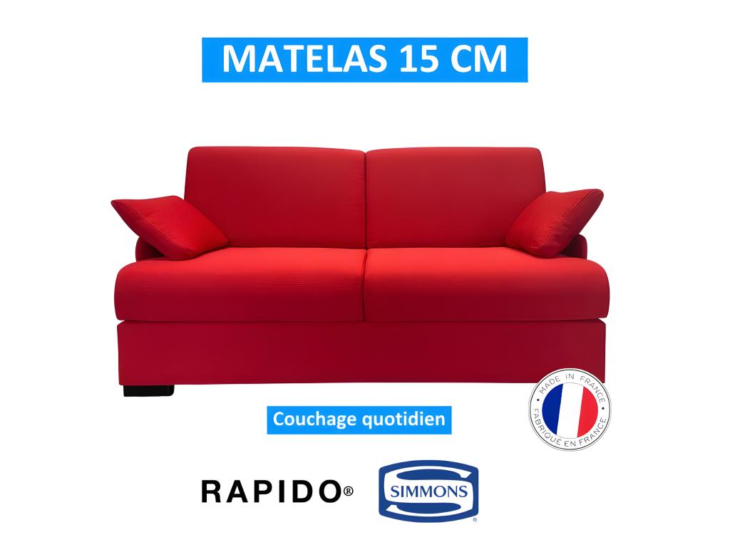 Elariva Ruby Red 3-Seater Convertible Sofa with Simmons 140cm Mattress YAJD93512
