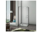 Hinged shower enclosure 90x80x185cm in 6mm tempered glass with anti-limescale coating, pivoting shower door with small fixed corner bar PNLA13773