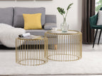 Set of 2 metal and glass coffee tables - Gold - Elariva VWNI26088