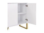 Modern sideboard - 4 textured engraved doors with gold handles - White MZYO11804