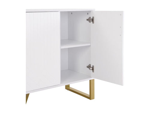Modern sideboard - 4 textured engraved doors with gold handles - White MZYO11804
