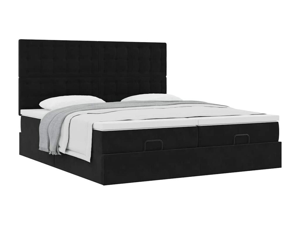 Bed frame with black 180x200cm velvet mattress AHZP82190