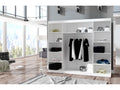 Large bedroom wardrobe with 3 sliding doors, black and mirror, 250cm CCUY03652