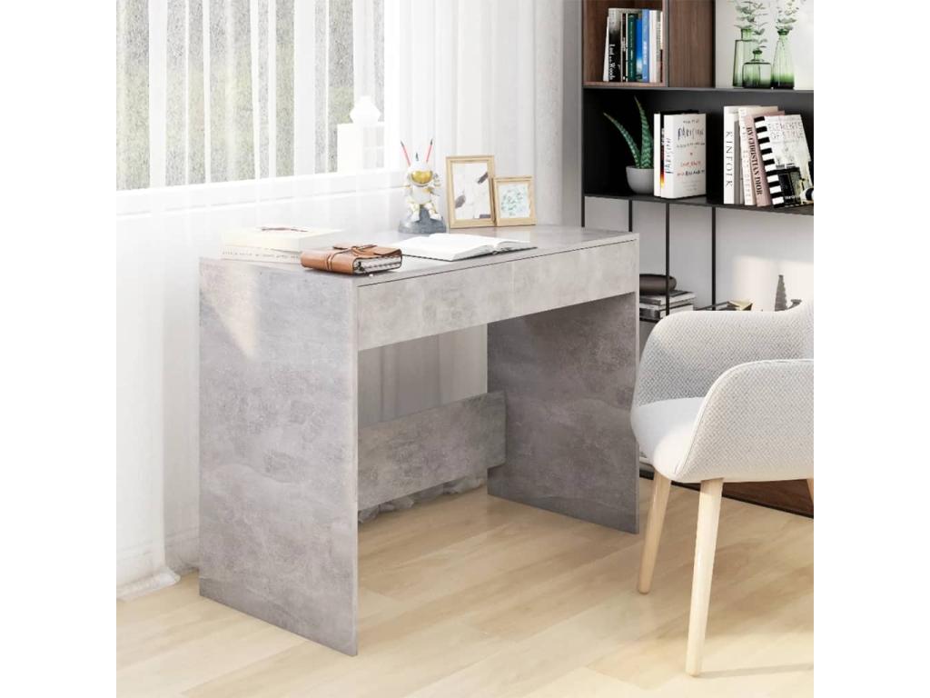 Concrete grey desk 101x50x76.5 cm engineered wood FBSI26682