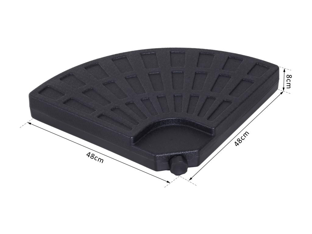 Set of 4 weights for cantilever parasols, overall dimensions 48L x 48W x 8H cm, high-density polyethylene, black, VYOP96728