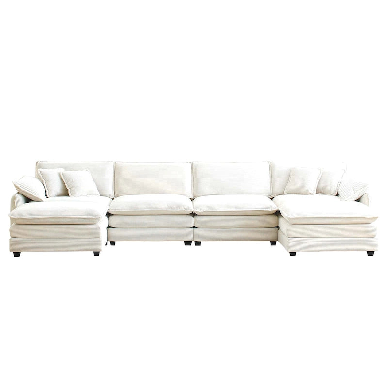 6-piece Corduroy U-Shaped Modular Sectional Sofa with 2 Ottomans