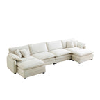 6-piece Corduroy U-Shaped Modular Sectional Sofa with 2 Ottomans