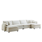 6-piece Corduroy U-Shaped Modular Sectional Sofa with 2 Ottomans