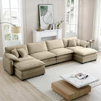 6-piece Corduroy U-Shaped Modular Sectional Sofa with 2 Ottomans