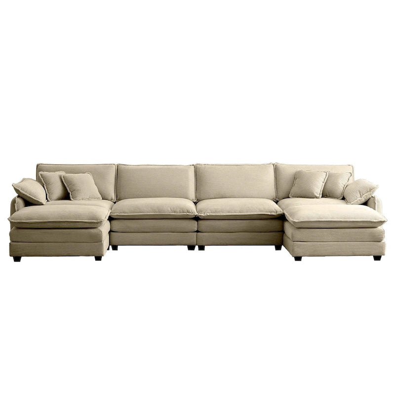 6-piece Corduroy U-Shaped Modular Sectional Sofa with 2 Ottomans