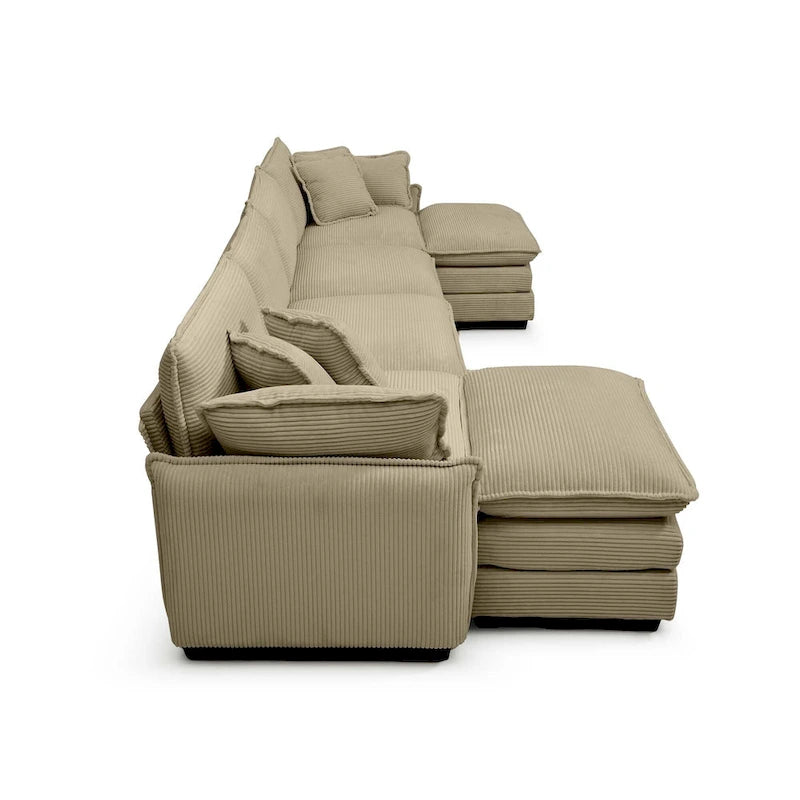 6-piece Corduroy U-Shaped Modular Sectional Sofa with 2 Ottomans