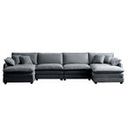 6-piece Corduroy U-Shaped Modular Sectional Sofa with 2 Ottomans