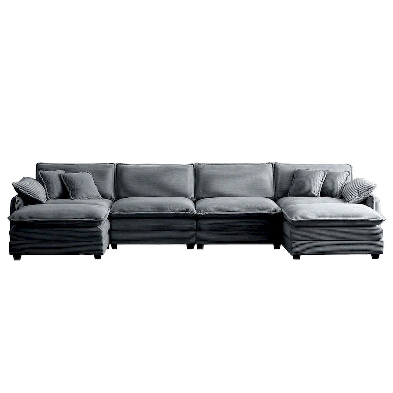 6-piece Corduroy U-Shaped Modular Sectional Sofa with 2 Ottomans