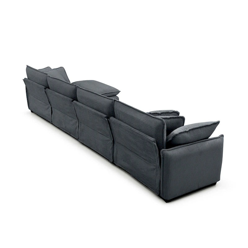 6-piece Corduroy U-Shaped Modular Sectional Sofa with 2 Ottomans