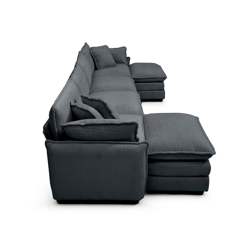 6-piece Corduroy U-Shaped Modular Sectional Sofa with 2 Ottomans