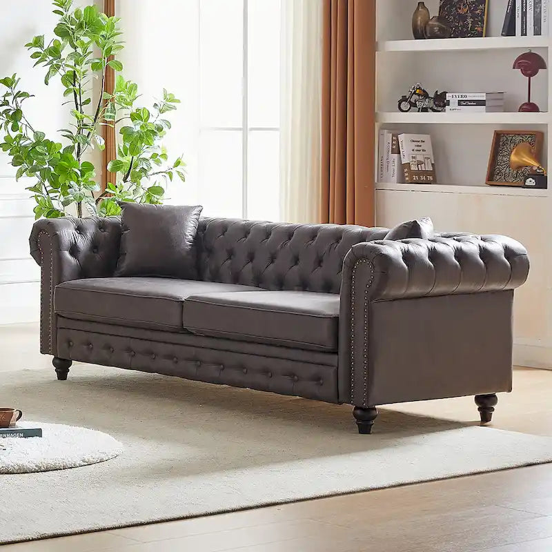 Chesterfield 85.5 Tech Fabric 3-seater Sofa with Cushions