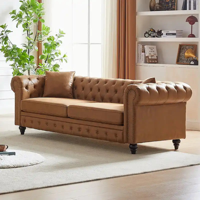 Chesterfield 85.5 Tech Fabric 3-seater Sofa with Cushions