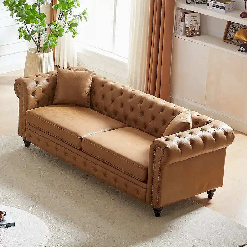 Chesterfield 85.5 Tech Fabric 3-seater Sofa with Cushions