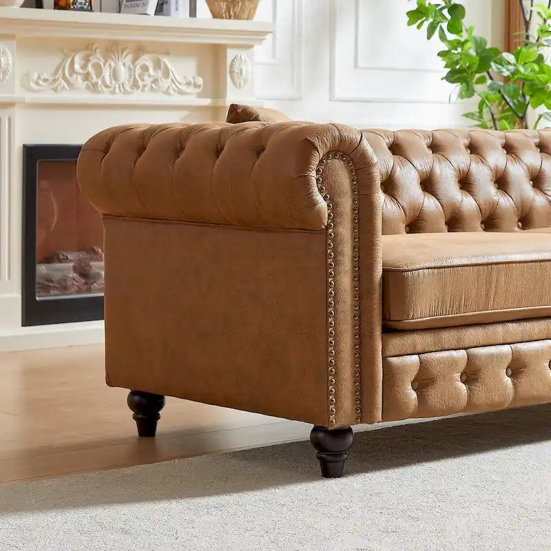 Chesterfield 85.5 Tech Fabric 3-seater Sofa with Cushions
