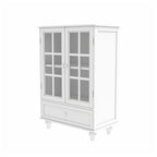 Minimalist Buffet Cabinet with Double Glass Doors and Drawer, Wooden Storage Sideboard Cupboard for Living room, Hallway