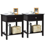 Gymax 2PCS 2-Tier Nightstand Modern Side End Table w/ Drawer & Open