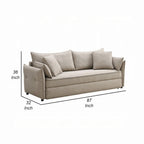 Leif Sofa with Full Size Pull Out Sleeper, 87 Inch Wood, Beige Fabric