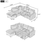 Roomfitters Convertible Sofa Bed Sectional Sleeper with Storage Ottoman, Two Pillows, USB Ports, and Power Sockets