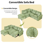 Roomfitters Convertible Sofa Bed Sectional Sleeper with Storage Ottoman, Two Pillows, USB Ports, and Power Sockets