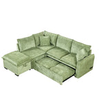 Roomfitters Convertible Sofa Bed Sectional Sleeper with Storage Ottoman, Two Pillows, USB Ports, and Power Sockets