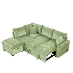 Roomfitters Convertible Sofa Bed Sectional Sleeper with Storage Ottoman, Two Pillows, USB Ports, and Power Sockets