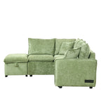 Roomfitters Convertible Sofa Bed Sectional Sleeper with Storage Ottoman, Two Pillows, USB Ports, and Power Sockets