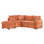 Roomfitters Convertible Sofa Bed Sectional Sleeper with Storage Ottoman, Two Pillows, USB Ports, and Power Sockets