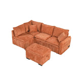 Roomfitters Convertible Sofa Bed Sectional Sleeper with Storage Ottoman, Two Pillows, USB Ports, and Power Sockets