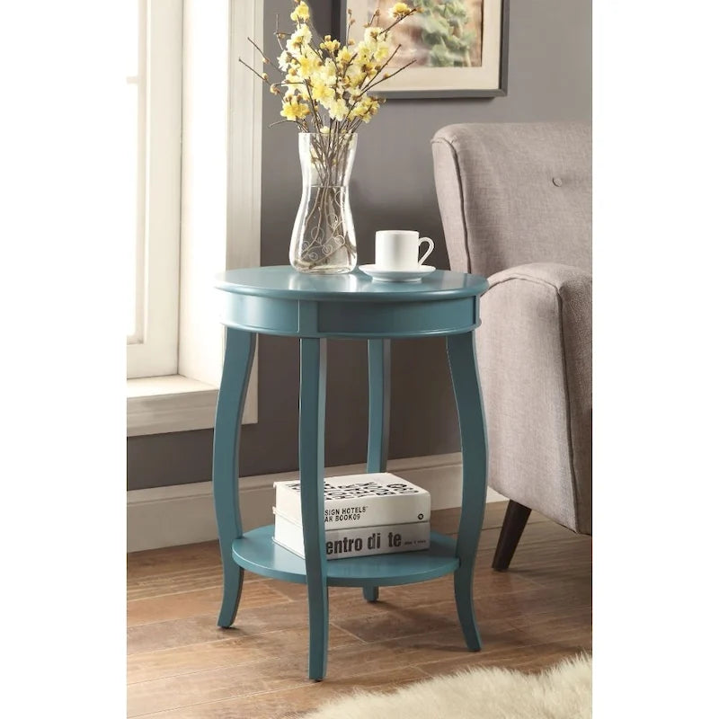 Versatile 24-Inch Solid Wood Round End Table with Shelf Perfect for Bedroom or Living Room - 24 H x 18 W x 18 D