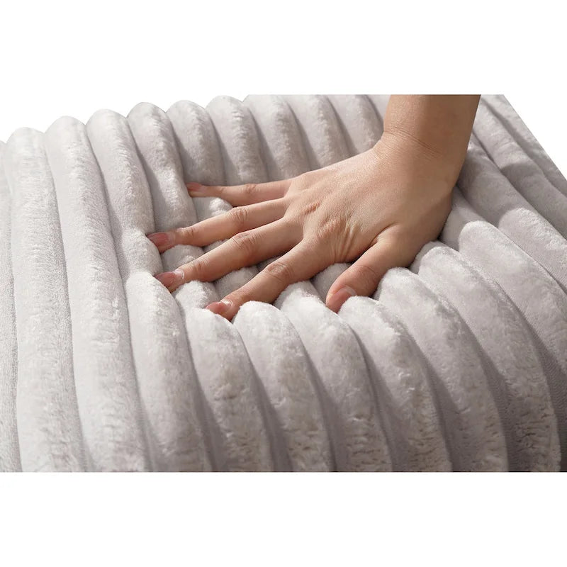 93.25 Corduroy Corner Sleeper Sofa with Deep Seat & 6 Pillows - Modern Convertible Sectional